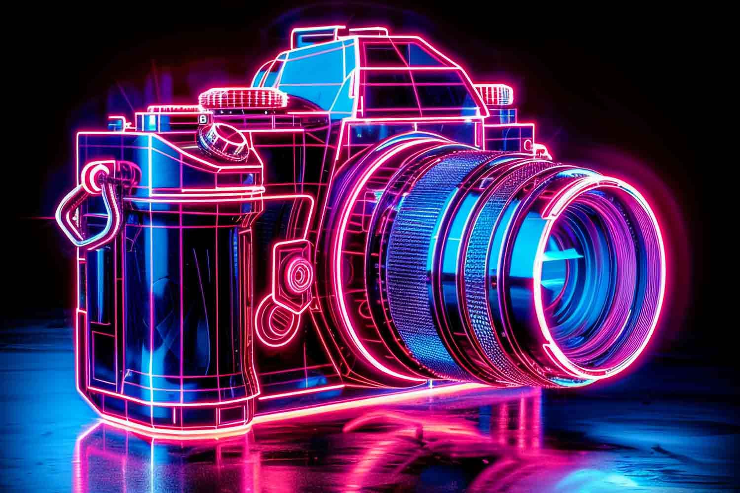 camera-with-red-neon-light-it